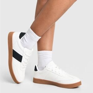 Women’s White Sneakers with Black Accent, Size 6-6.5